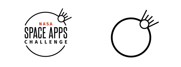 Circular NASA Space Apps Challenge logo and the circle with a starburst and no words.