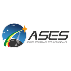 The logo for the Senegalese Space Studies Agency features a shooting star above a black‑and‑white Earth, with the star’s green, yellow, and red striped tail streaking across a blue sky.