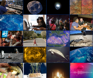 A compilation of challenge graphics that are science themed side by side in a collage