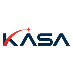 The logo for the South Korean Space Agency KASA has their letters with a red upward line for the top of the K culminating with a star over the first A.