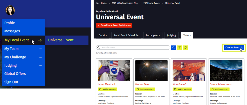 My Local Event Page_Create A Team