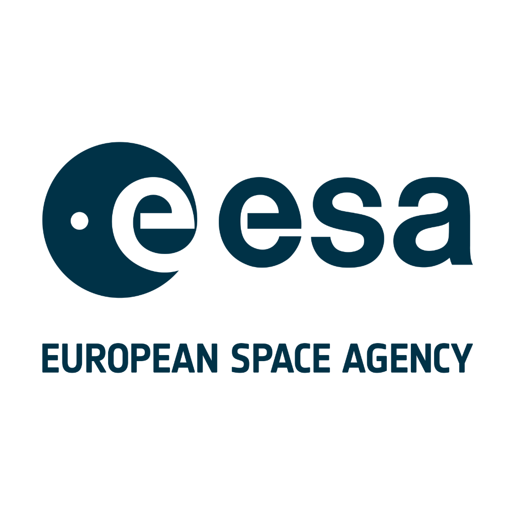 The logo for the European Space Agency features a dark blue circular symbol with a small dot and the letter “e” inside, with the lowercase letters “esa” in matching dark blue to the right.