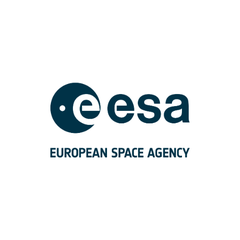 The logo for the European Space Agency features a dark blue circular symbol with a small dot and the letter “e” inside, with the lowercase letters “esa” in matching dark blue to the right.