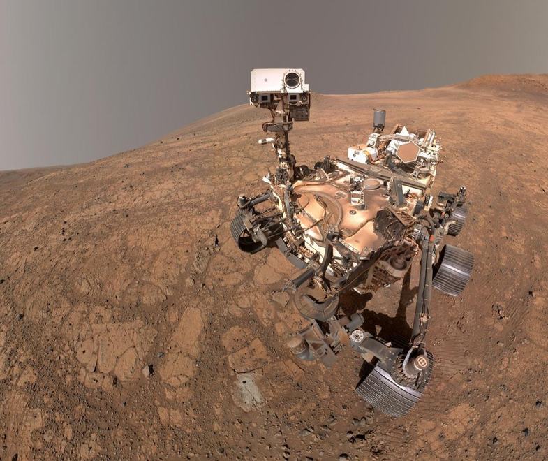 NASA's Perseverance rover taking a selfie while exploring the Red Planet.